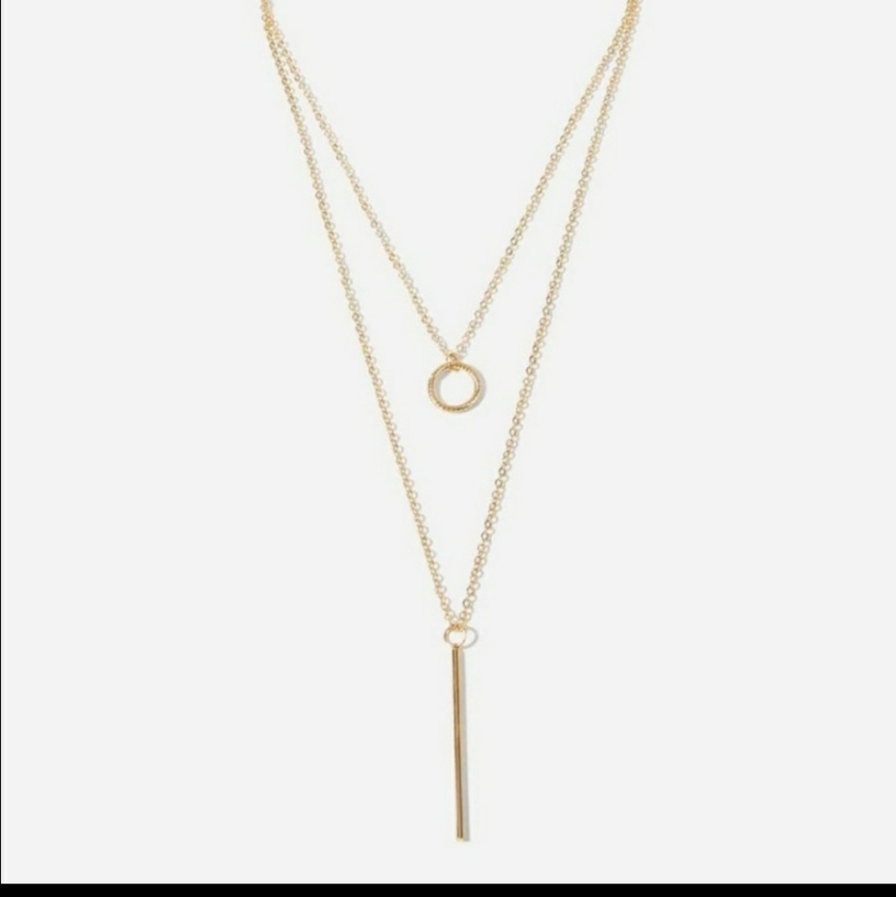 🔥🔥 LAST ONE! Gold Circle & Vertical Bar Necklace